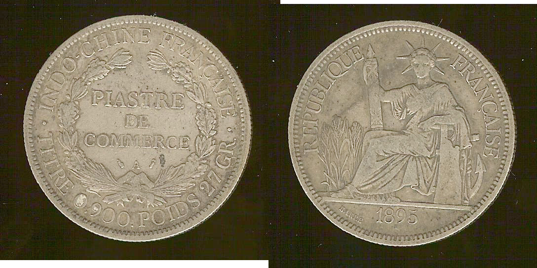 INDOCHINE FRANÇAISE 1 Piastre de Commerce 1895 Paris TTB